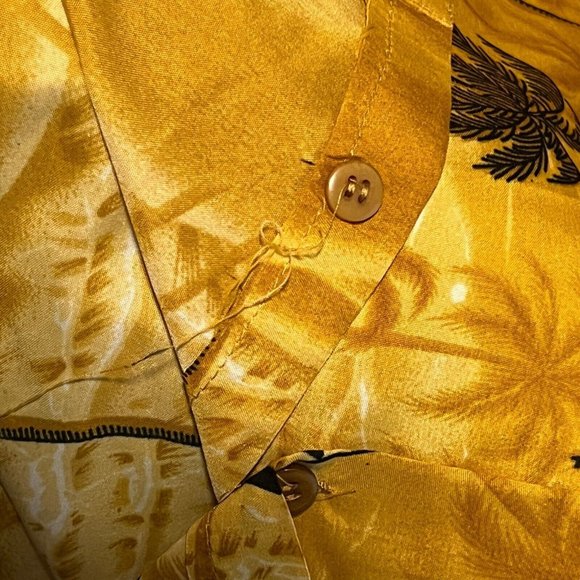 Vintage Creations Hawaiian Shirt Mens XXL Yellow Palm Tree Lightweight Polyester - Picture 9 of 9